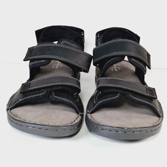 Clarks Malone Shore Black Leather Sandals Mens 10M Ultimate Comfort Collection